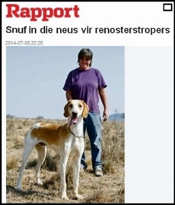 Photo of our tracking dog after he tracked poachers